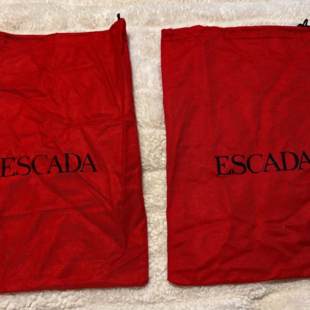 Lot of 2 Vintage Escada Vibrant Red Shoe Dust Bags